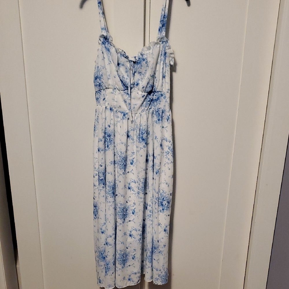 Blue and White Floral Dress